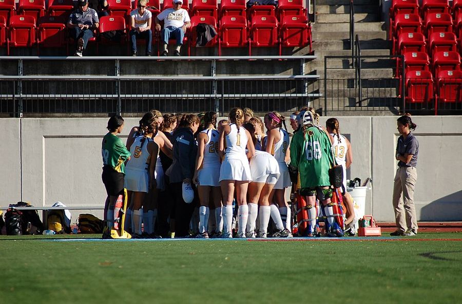 A field hockey match