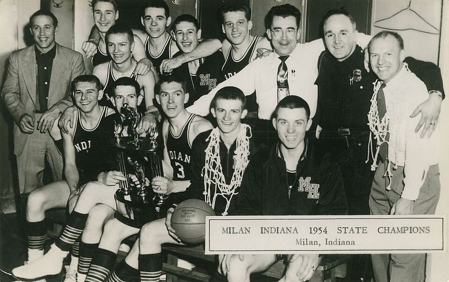 The real 1954 Milan Indiana state champions basketball team