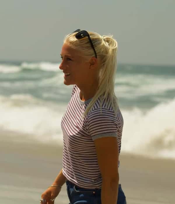 Tatiana Weston-Webb on the beach in California