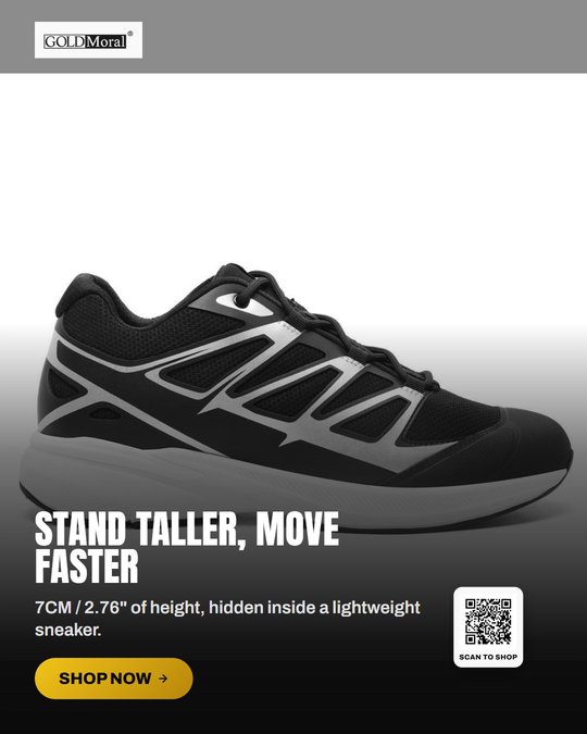GoldMoral Casual High Increase Shoes Men's Black Mesh Sneakers