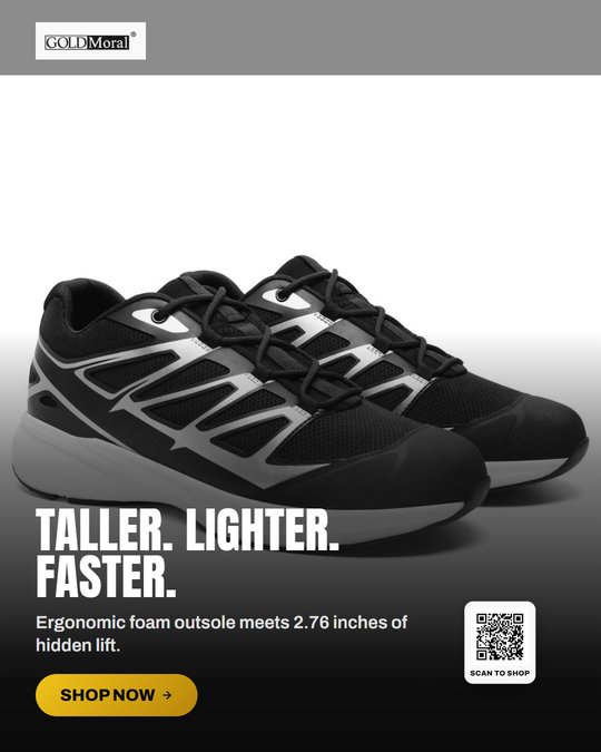GoldMoral Casual High Increase Shoes Men's Black Mesh Sneakers
