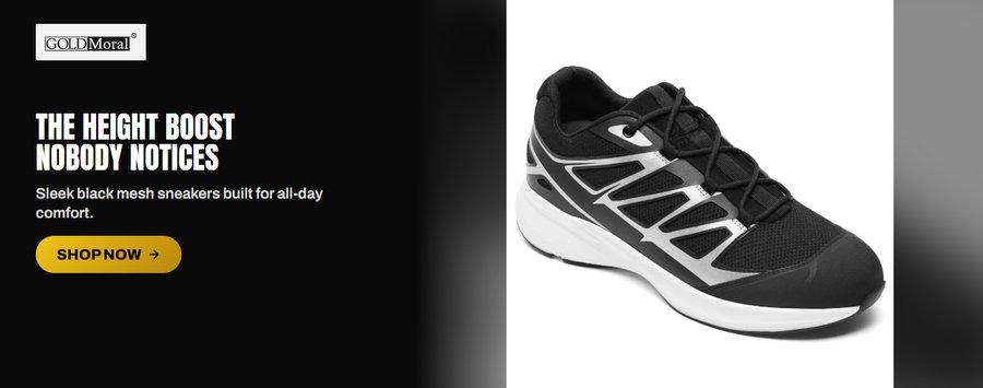 GoldMoral Casual High Increase Shoes Men's Black Mesh Sneakers