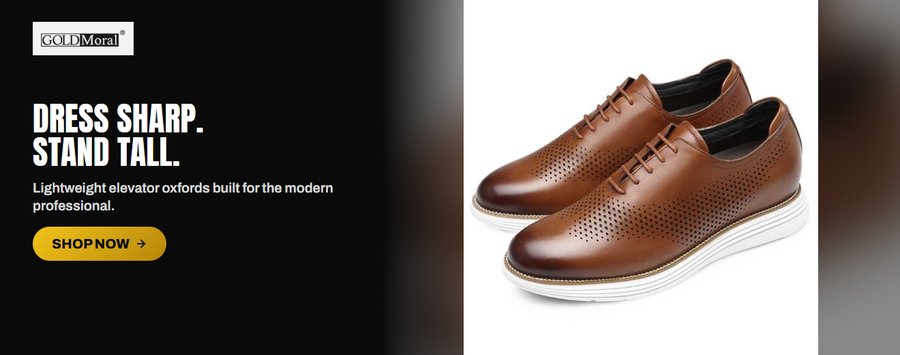 GoldMoral Brown Leather Oxford Elevator Shoes