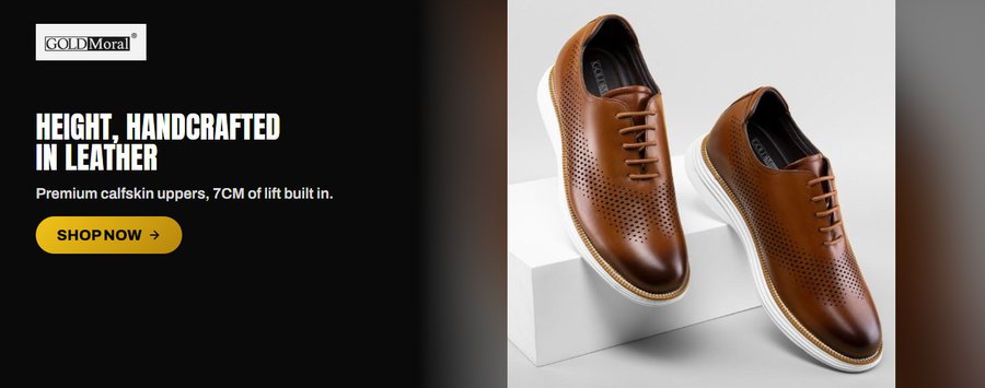 GoldMoral Brown Leather Oxford Elevator Shoes