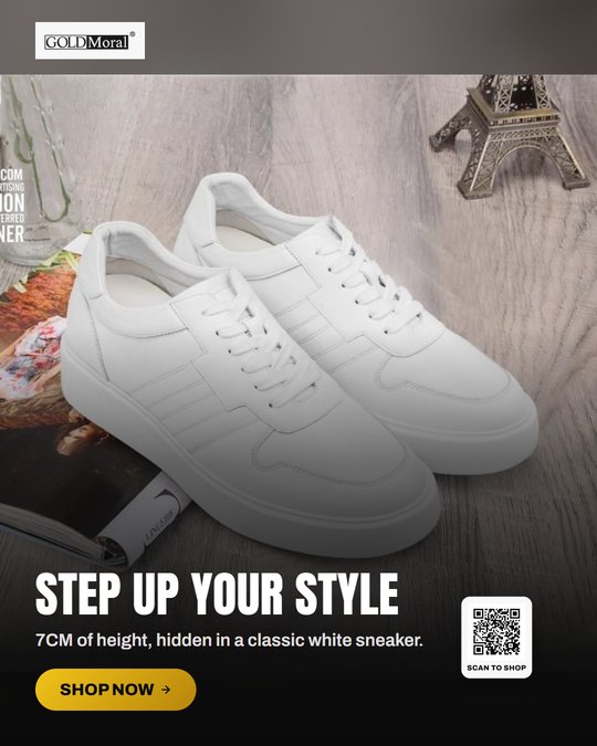 GoldMoral Casual High Increase Shoes Men's White Sneakers